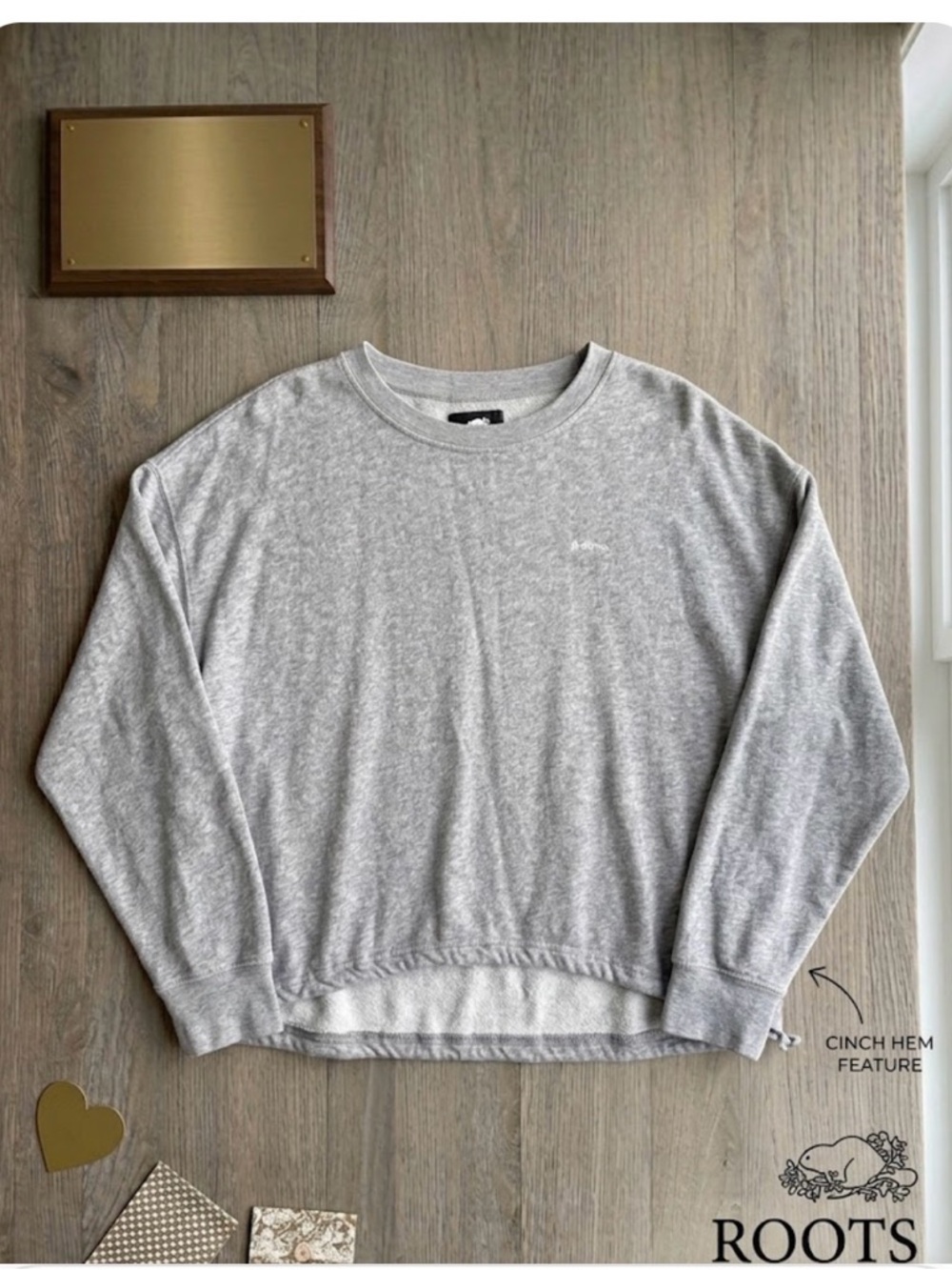 Roots Cinch-Bottom Cropped Sweatshirt - Heather Grey